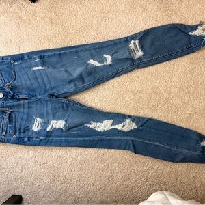 Express Distressed Blue Skinny Jeans